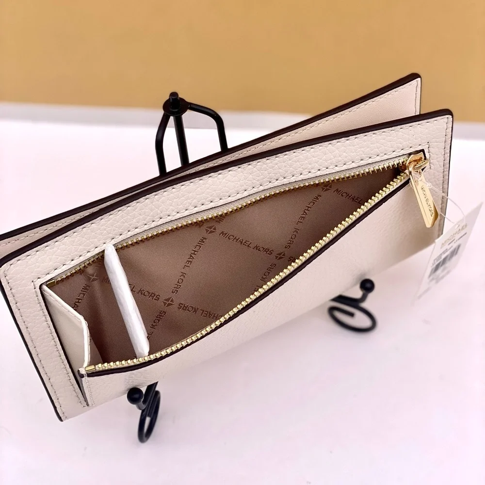 Michael Kors Reed Large Snap Bifold Wallet Light Cream